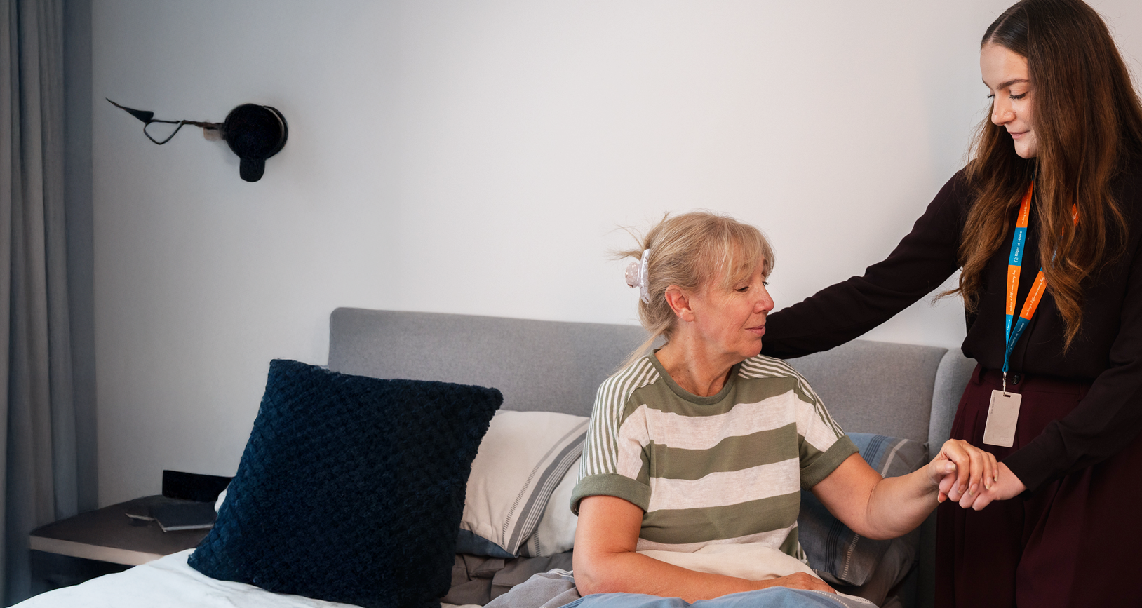 Gentle live-in care support helping a client start their day safely