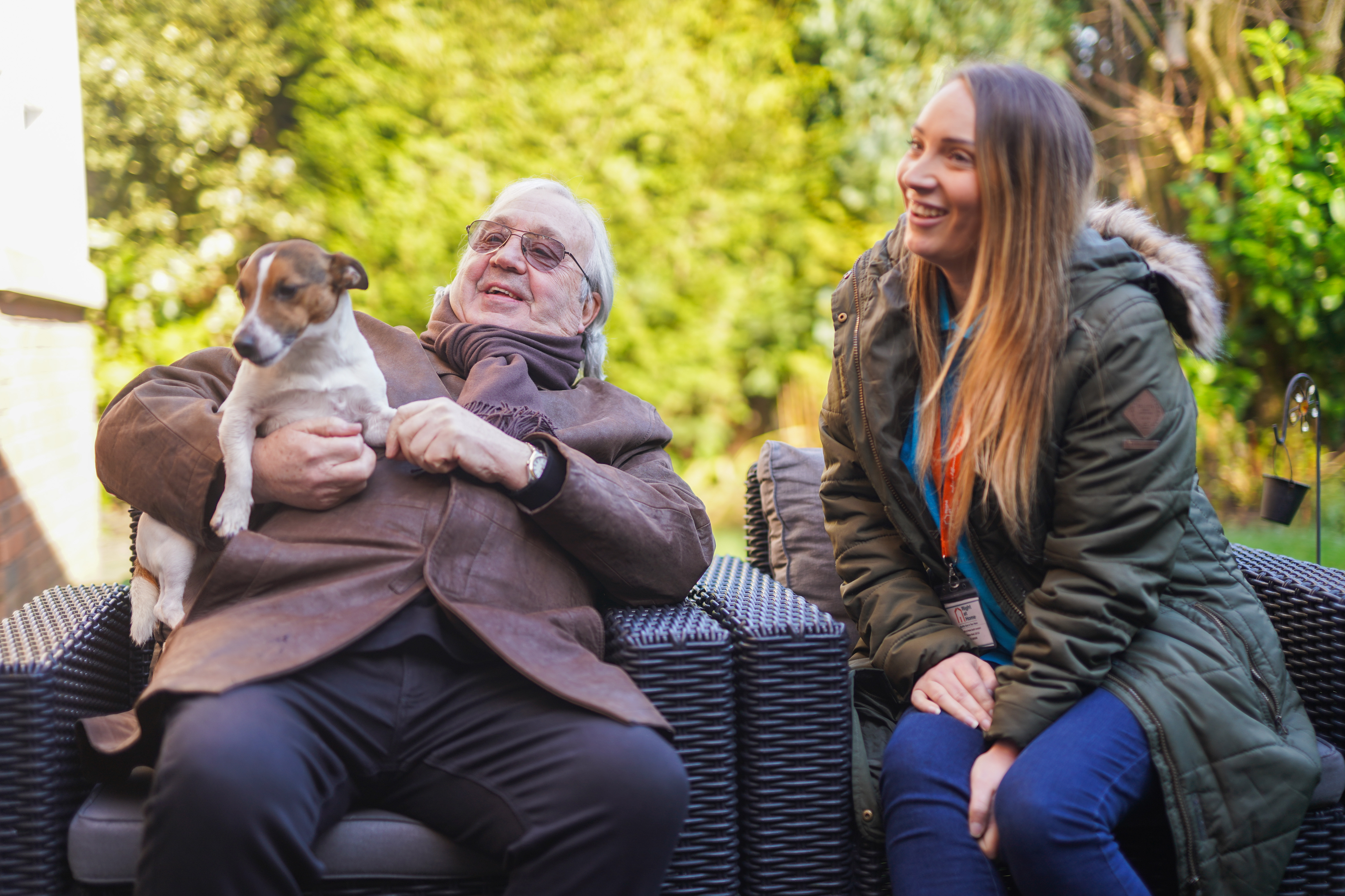 Carer spending time with client outside